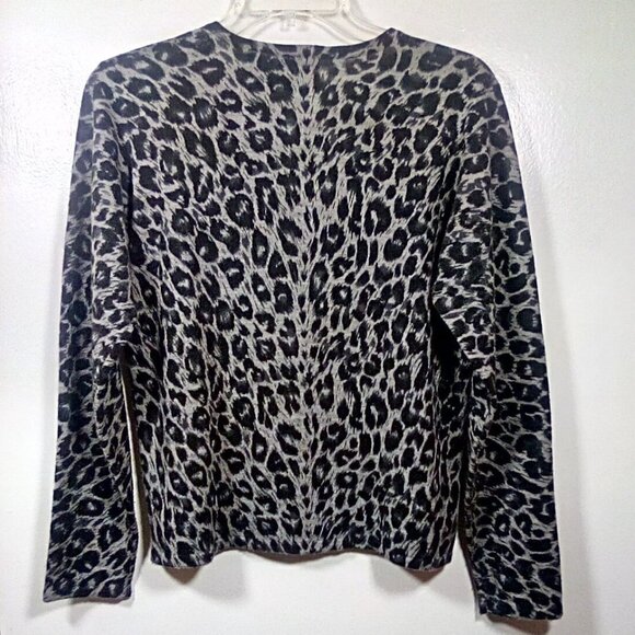 Laura Scott Grey & Black Animal Print Women’s Cardigan Sweater Size Small - Picture 8 of 16